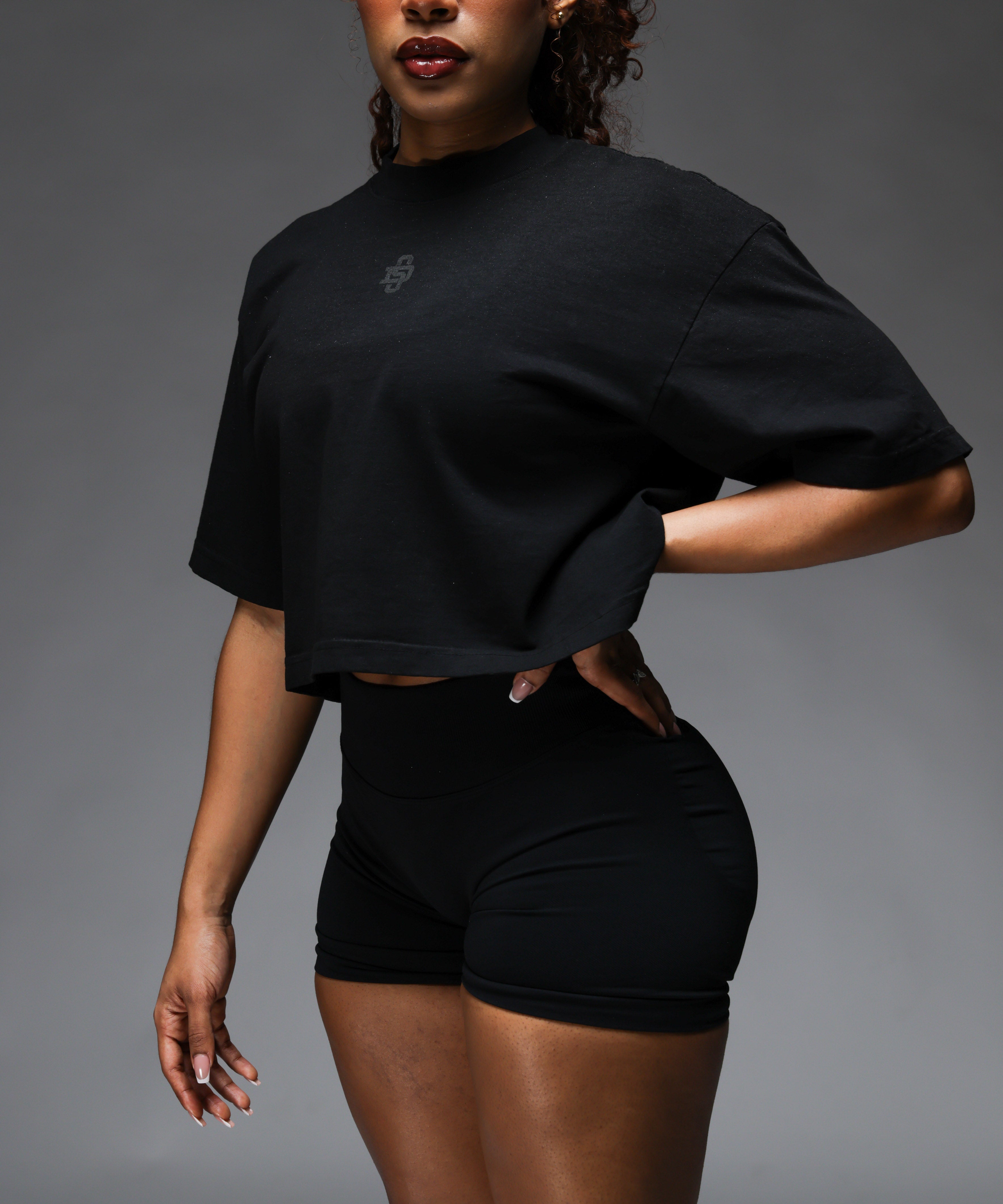 (CropTop) DSPLN LIFTING CLUB - BLACK ON BLACK